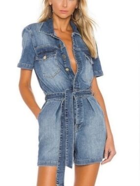 FRAME Denim Belted Romper Size Small